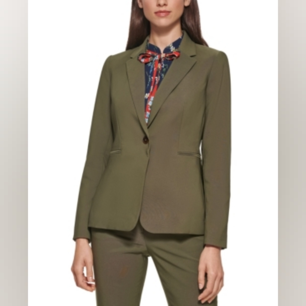 NWT Tommy Hilfiger Slim Fit Olive Green Thyme One Button Blazer
